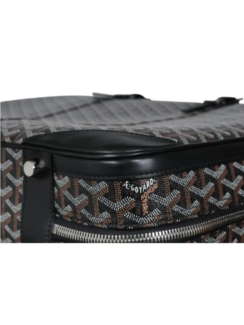 Goyard Black Goyardine Canvas Leather Majordome 60 Travel Trunk Luggage Bag
